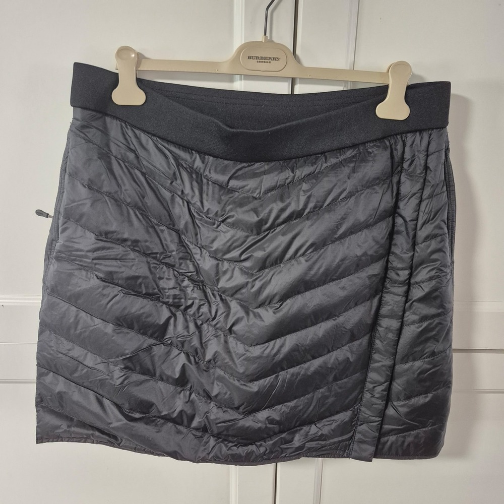 Aventure Women XL Black Quilted Puffer Skirt Down Fill Fleece Lined Mini Skirt